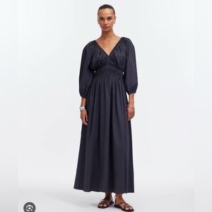 Madewell V neck balloon sleeve maxi Black Long Sleeve Dress